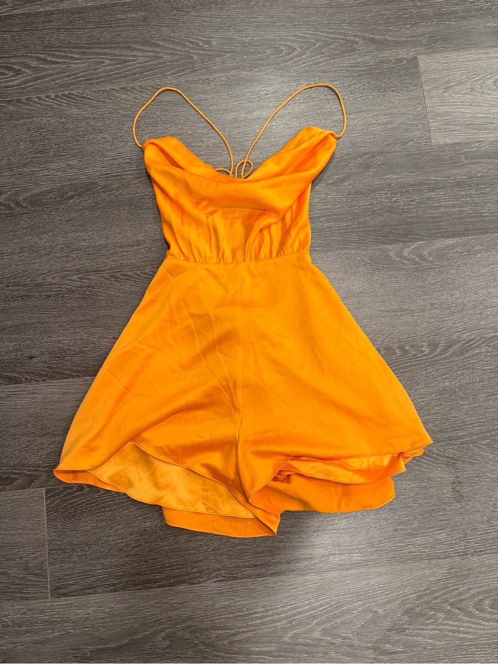 Meshki Orange Spaghetti-Strap Romper